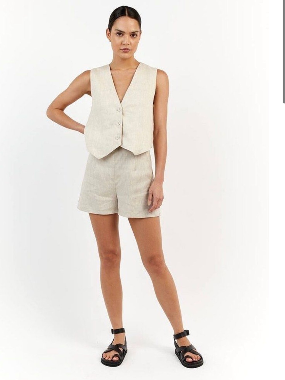 DISSH Jesse Linen Shorts Tan Cream 6